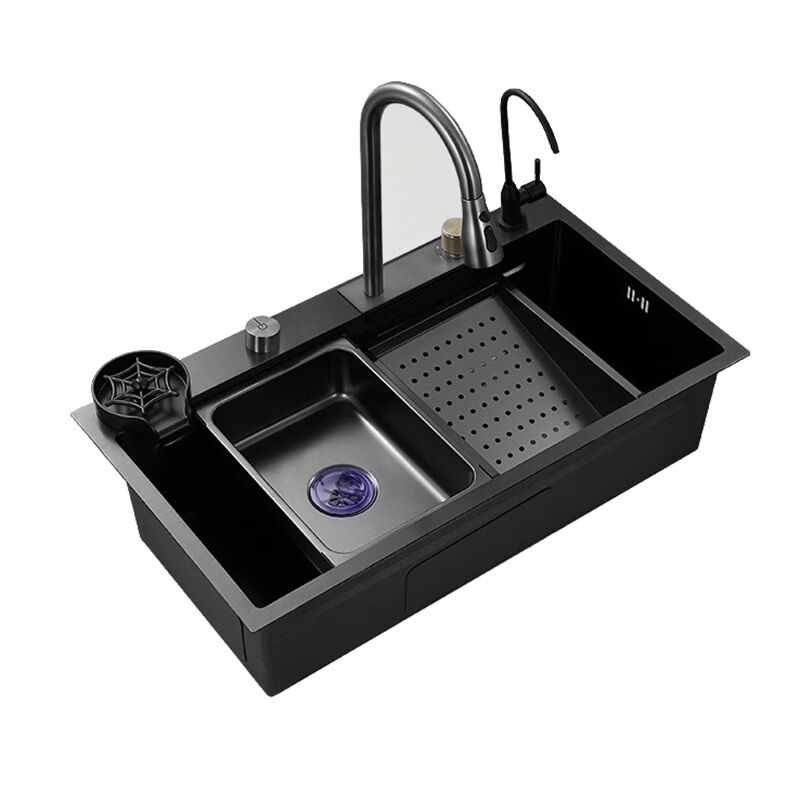 SUS30 Stainless Steel Kitchen Sink Ledge Multifunction Hand Made Workstation Kitchen Sink Rectangular 304 Stainless Steel Handmade Smart Waterfall Multifunction Kitchen Sink MP KS 003 1 SUS30 Stainless Steel Kitchen Sink Ledge Multifunction Hand Made Workstation Kitchen Sink - Image 4