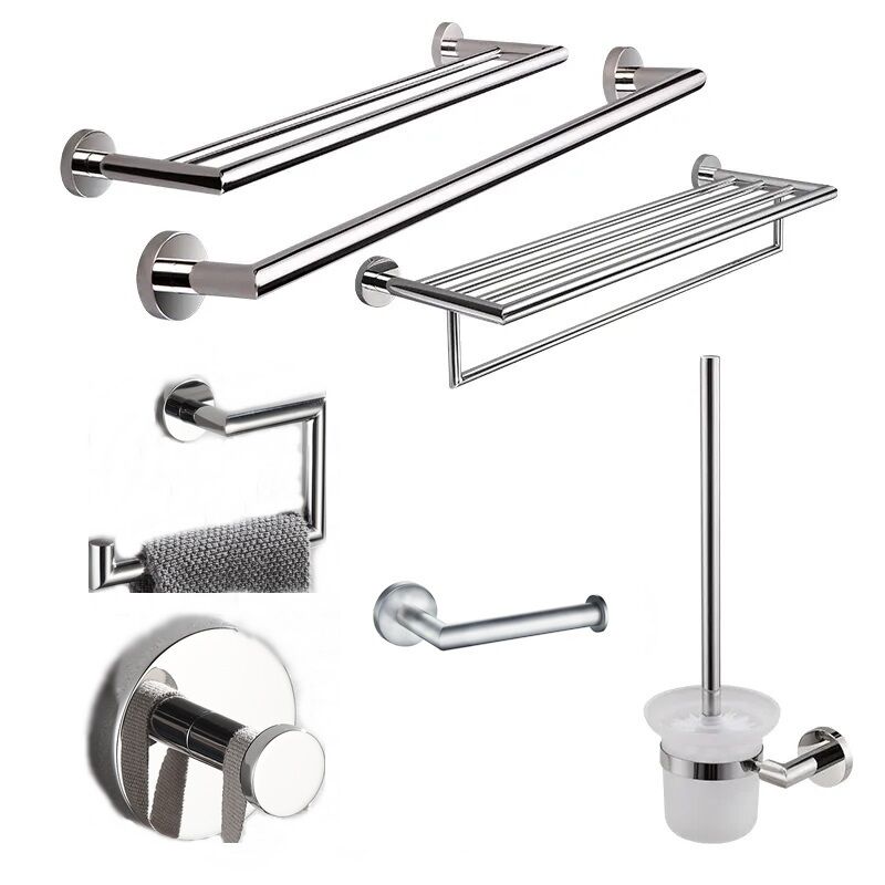 Round Design Bathroom Sanitary Wall Mounted Stainless Steel 6 Pieces Bathroom Accessories Hardware Set Round Design Bathroom Sanitary Wall Mounted Round Design Bathroom Sanitary Wall Mounted Stainless Steel 6 Pieces Bathroom Accessories Hardware Set