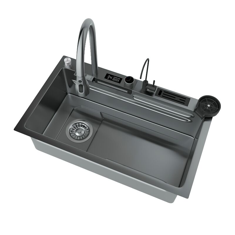Sale More Size Modern Black Kitchen Sink 304 LED Heat Digital Display Stainless Steel Waterfall Kitchen Island Sink Sale More Size Modern Black Kitchen Sink Sale More Size Modern Black Kitchen Sink 304 LED Heat Digital Display Stainless Steel Waterfall Kitchen Island Sink