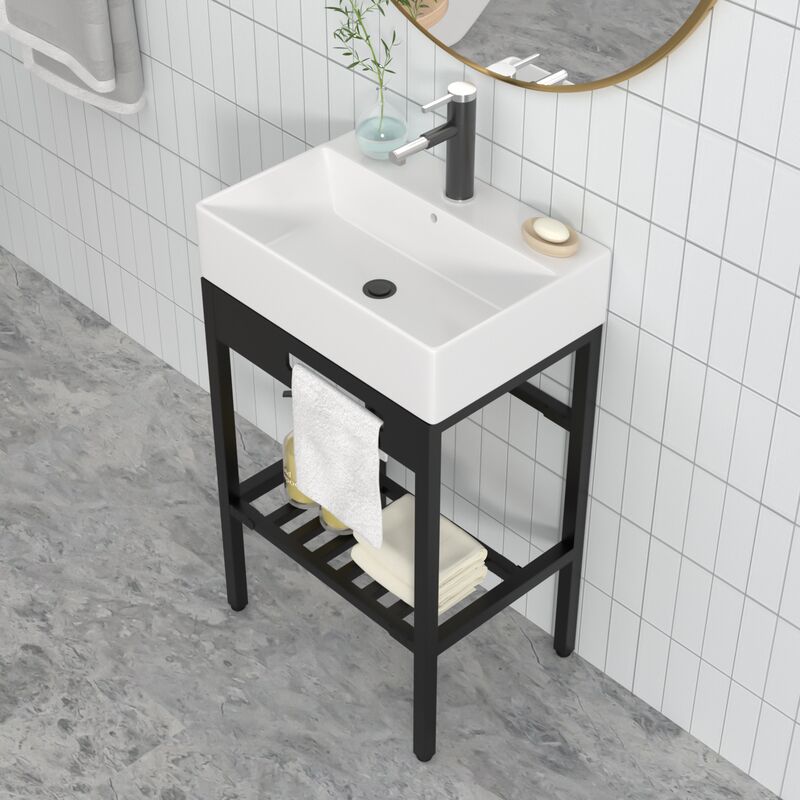 Small Ceramic Washbasin with Stainless Steel Bracket Type Apartment Basin for Bathroom Sarlai Small Ceramic Washbasin with Stainless Small Ceramic Washbasin with Stainless Steel Bracket Type Apartment Basin for Bathroom