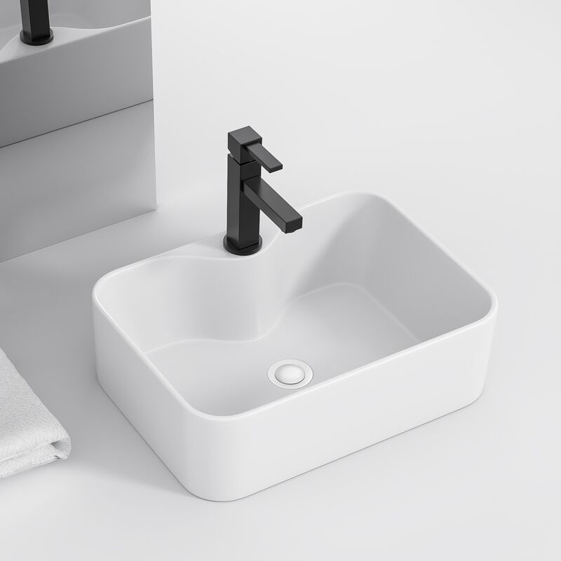 Vessel Single Hole Ceramic 16*12*5.5 Inch Wash Basin Rectangular Black Gold White Wash Basin Top Mount Bathroom Sink Sarlai Vessel Single Hole Ceramic 16 Vessel Single Hole Ceramic 16*12*5.5 Inch Wash Basin Rectangular Black Gold White Wash Basin Top Mount Bathroom Sink