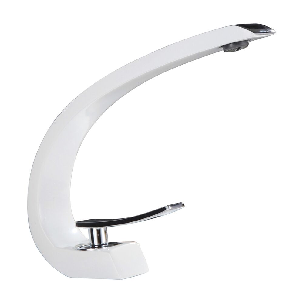 Single-Hole Deck Mounted Brass Bathroom Tap Unique Design Hot & Cold Water Faucet with White Finish Basin Faucet Single Hole Deck Mounted Brass Bathroom Tap Single-Hole Deck Mounted Brass Bathroom Tap Unique Design Hot & Cold Water Faucet with White Finish Basin Faucet