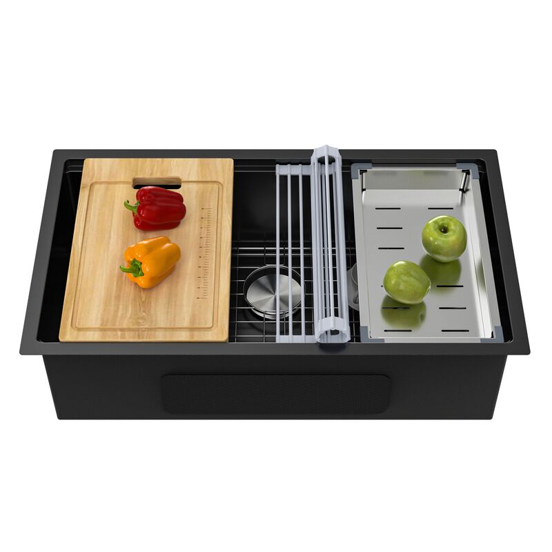 Stainless Steel Kitchen Vegetable Washing Basin Nano Black Large Single Slot Stepped Sink Mounted Under the Table Stainless Steel Kitchen Vegetable Washing Basin Stainless Steel Kitchen Vegetable Washing Basin Nano Black Large Single Slot Stepped Sink Mounted Under the Table