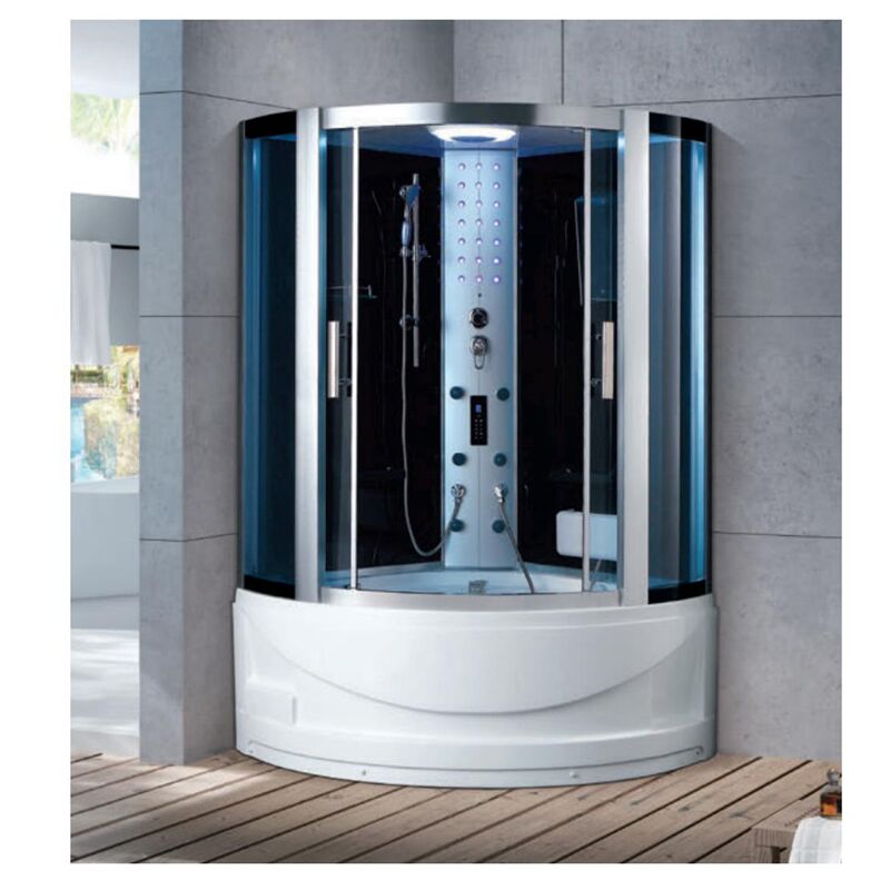 China Supplier hotel Functional Bathroom Hydro Massage Steam Shower Cabin Combos Steam Shower Room Sauna And Steam Combined Room Indoor Steam Shower Cabin Acrylic Shower Room,Luxury Multi-functional Shower Cabin With Bathtub 6mm Black Glass Enclosed Shower Room