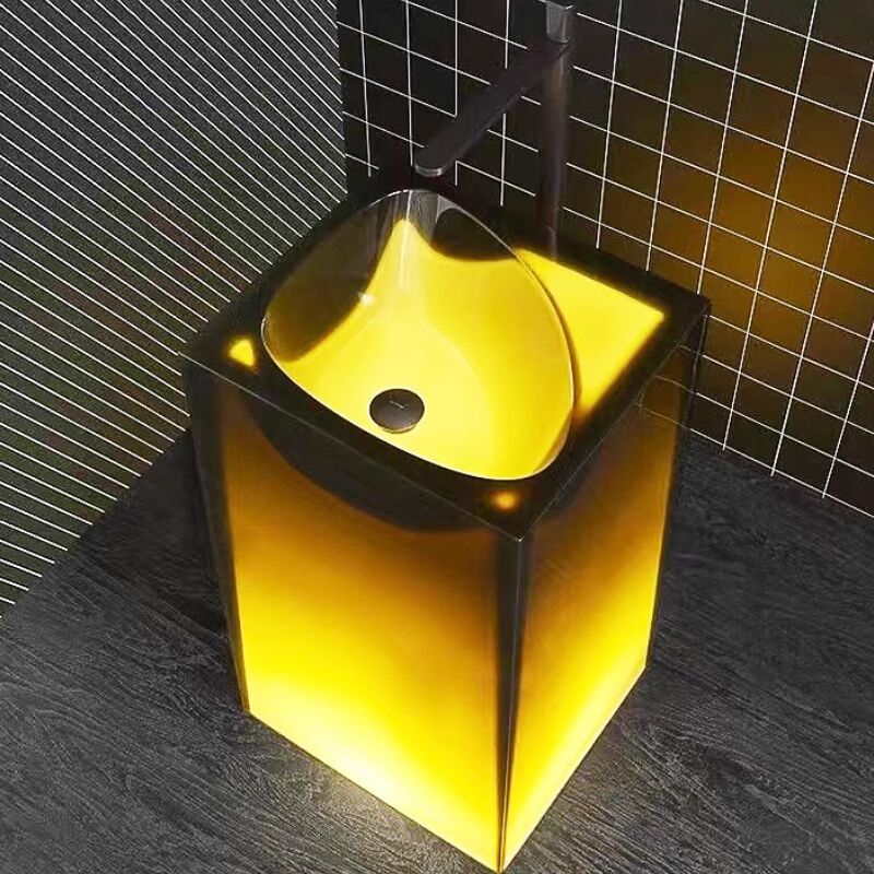 Artificial Resin Stone Clear Transparent Floor Mounted Bathroom Wash Basin Sinks Unique Design Artificial Resin Stone Clear Artificial Resin Stone Clear Transparent Floor Mounted Bathroom Wash Basin Sinks