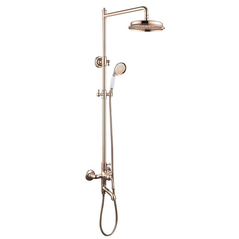 Vintage Rose Gold Brushed Bathroom Shower Complete Set OEM/ODM Handheld Shower Head