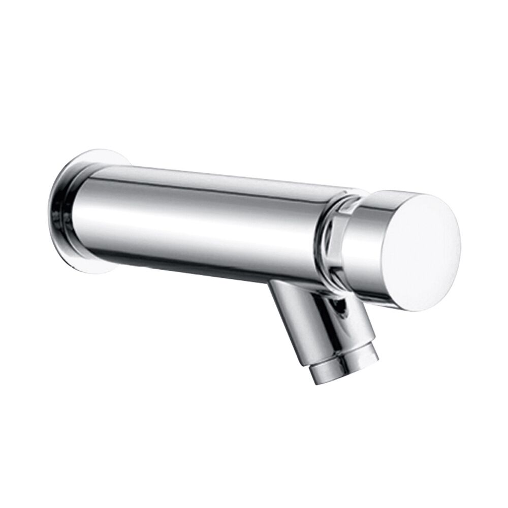 Wall Mounted Chrome Finished Brass Self Closing Basin Mixer With Round Handle Wall Mounted Chrome Finished Brass Self Closing Wall Mounted Chrome Finished Brass Self Closing Basin Mixer With Round Handle