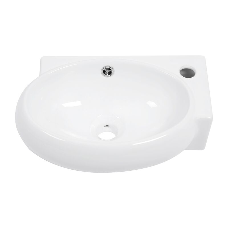 White Ceramic Wall Mount Bathroom Vessel Sink With Left/Right Side Faucet Wall Hung Bathroom Wash Basin White Ceramic 16 X 5 X White Ceramic Wall Mount Bathroom Vessel Sink With Left/Right Side Faucet Wall Hung Bathroom Wash Basin