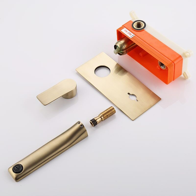 Wholesale Luxury Brass Wall Mounted Basin Tap Brushed Gold Concealed Basin Mixer Faucets Wholesale Luxury Brass Wall Mounted Basin Tap Brushed Gold Concealed Basin Mixer Faucet 1 16 Wholesale Luxury Brass Wall Mounted Basin Tap Brushed Gold Concealed Basin Mixer Faucets - Image 9