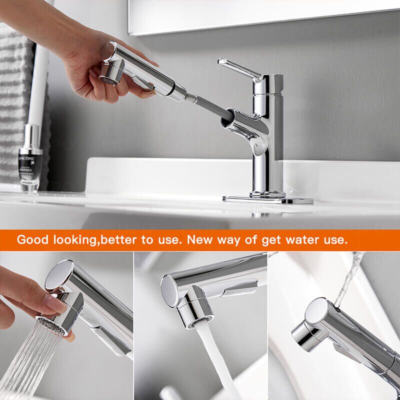 MOPO Pull Out Bathroom Faucet Chrome Hot and Cold Water Modern Vanity Basin Faucets basin faucets High quality bathroom basin faucets hot cold water mixer tap