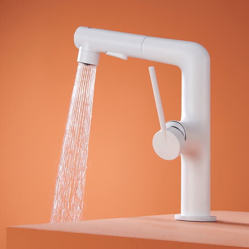 White Corrosion-Resistant Washbasin Faucet 360 Degree Multi-Directional Rotating Pull-Out Basin Faucet basin Commercial solid brass faucet apartment