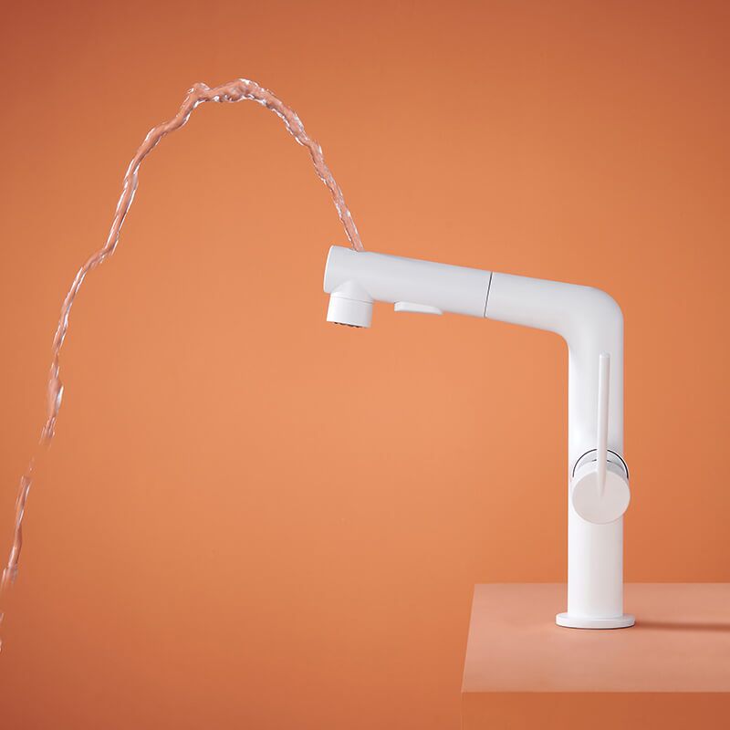 White Corrosion-Resistant Washbasin Faucet 360 Degree Multi-Directional Rotating Pull-Out Basin Faucet basin tap Deck Mount Single Hole Bathroom Faucet