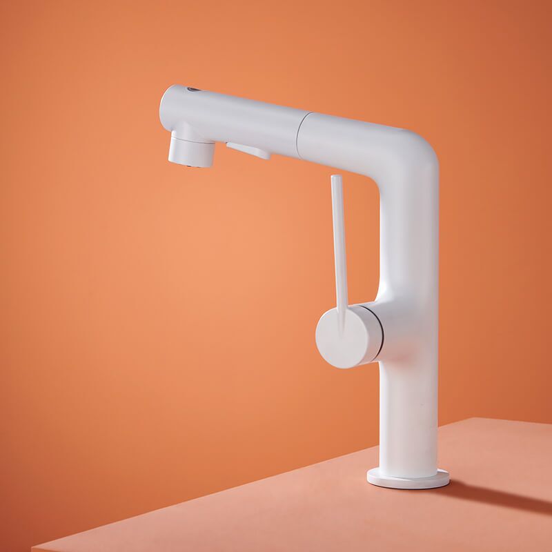 White Corrosion-Resistant Washbasin Faucet 360 Degree Multi-Directional Rotating Pull-Out Basin Faucet basin taps White pull-out sink faucet