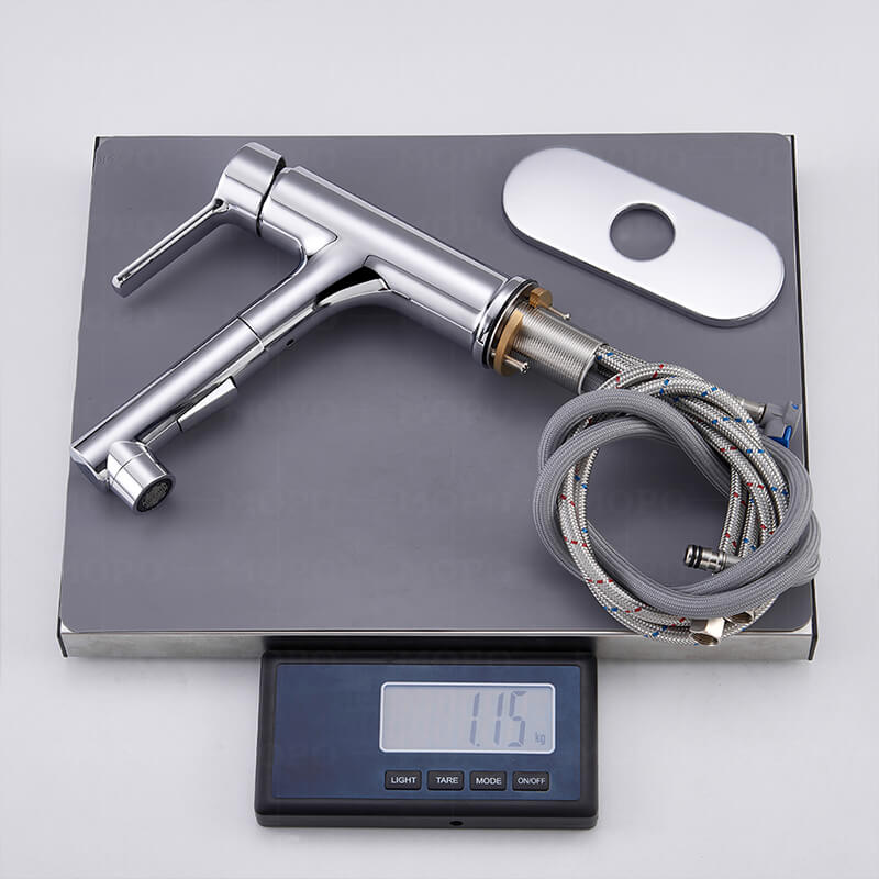 MOPO Pull Out Bathroom Faucet Chrome Hot and Cold Water Modern Vanity Basin Faucets black modern face faucet rotating water outlet nozzle brass basin split 1 hole faucet straight brass handle