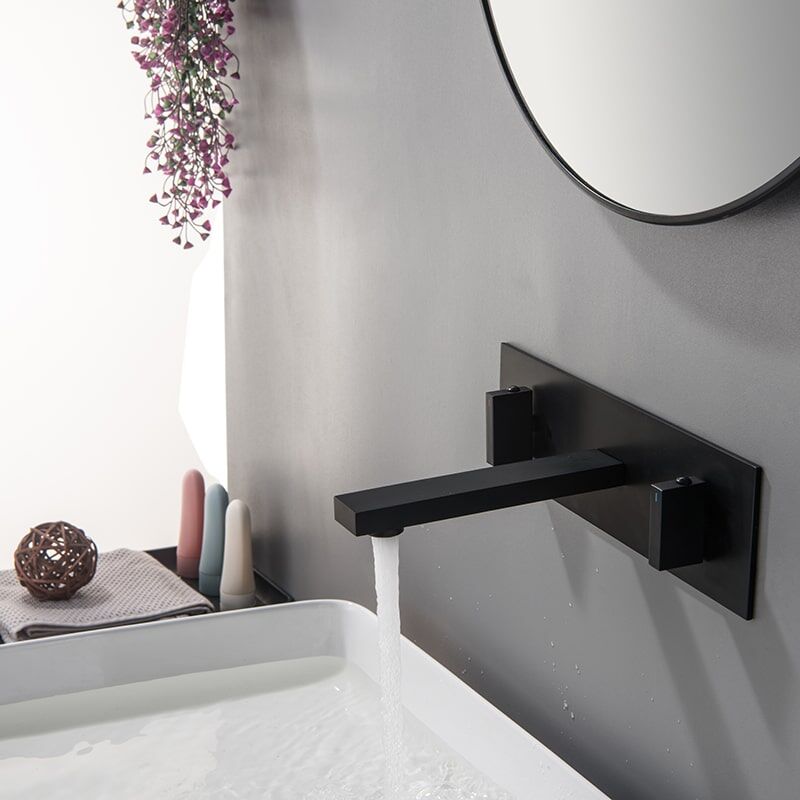 Factory Directly Brass 2 Lever Handles Square Wall Mounted Bathroom Sink Basin Faucet brass 2 lever handles square wall mounted Waterfall bathroom sink basin faucet 7 Factory Directly Brass 2 Lever Handles Square Wall Mounted Bathroom Sink Basin Faucet - Image 8