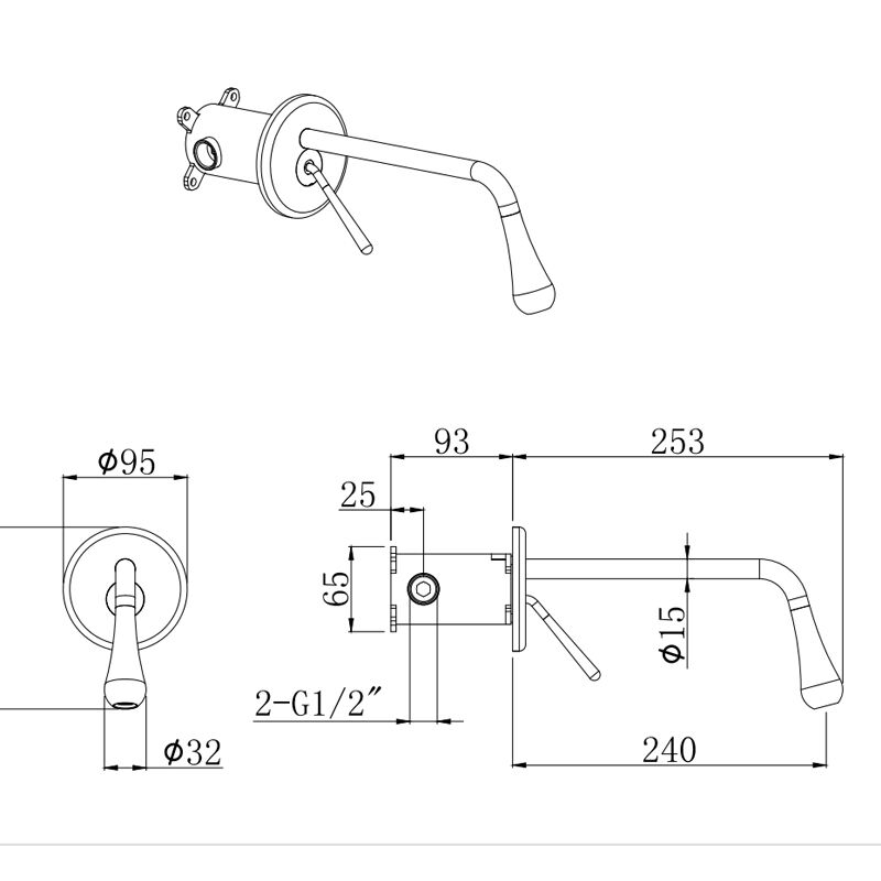 Modern Design Wall Mounted Basin Faucet Gold Single Handle Bathroom Faucet Concealed Bathroom Sink Faucet brass basin faucet Hot Cold Water Mixer Taps Bathroom Faucet