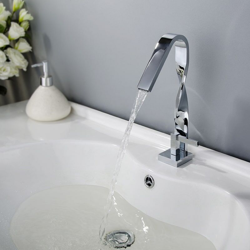 New Design Bathroom Sink Faucet Brass Distorted Waterfall Basin Faucet designer bathroom brass sink faucet modern faucet distorted waterfall basin bathroom faucet 2001V 3 New Design Bathroom Sink Faucet Brass Distorted Waterfall Basin Faucet