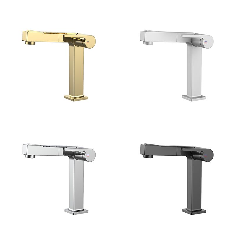 Modern Basin Faucet Single Handle Sanitary Ware Brushed Gold Bathroom Hot And Cold Faucet low faucet High quality brass sink painted matte black tall single hole faucet