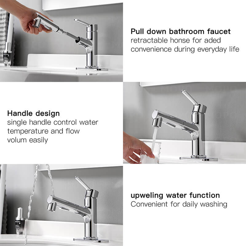 MOPO Pull Out Bathroom Faucet Chrome Hot and Cold Water Modern Vanity Basin Faucets modern bath faucet Factory direct sales of high quality bathroom faucets