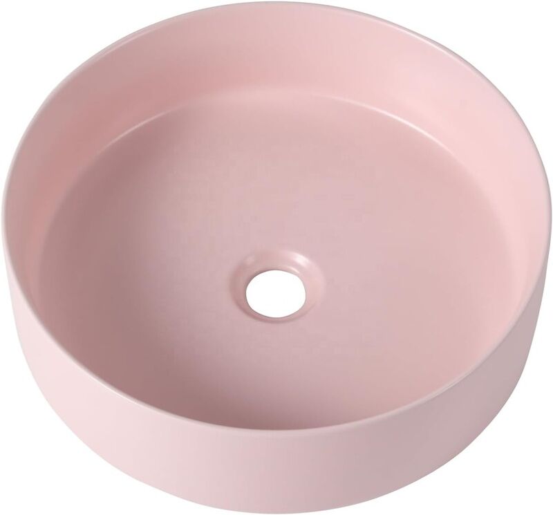 Customized Mass Hot Selling Fresh Color Pink Contracted Round Design Above Counter Sinks for Home