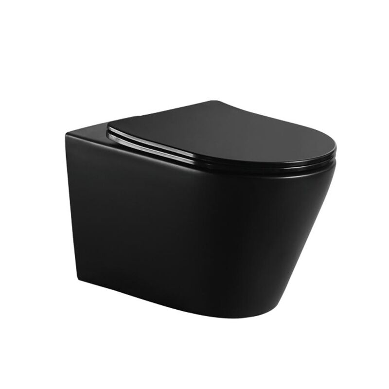 European Style Modern Bathroom Toilet Frameless Toilet Sanitary Ware Matte Black Ceramic Wall Hung Toilet Wholesale bathroom modern ceramic matte black UF frameless wall mounted toilets 1 9312 European Style Modern Bathroom Toilet Frameless Toilet Sanitary Ware Matte Black Ceramic Wall Hung Toilet - Image 2