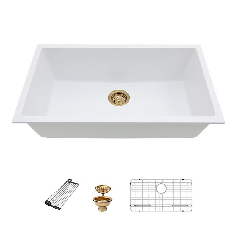 Kitchen Sink Undermount White Quartz Sink Classic Under Counter Single Bowl Granite Kitchen Sink 32x20Inch Kitchen Sink Undermount White Quartz Kitchen Sink Undermount White Quartz Sink Classic Under Counter Single Bowl Granite Kitchen Sink
