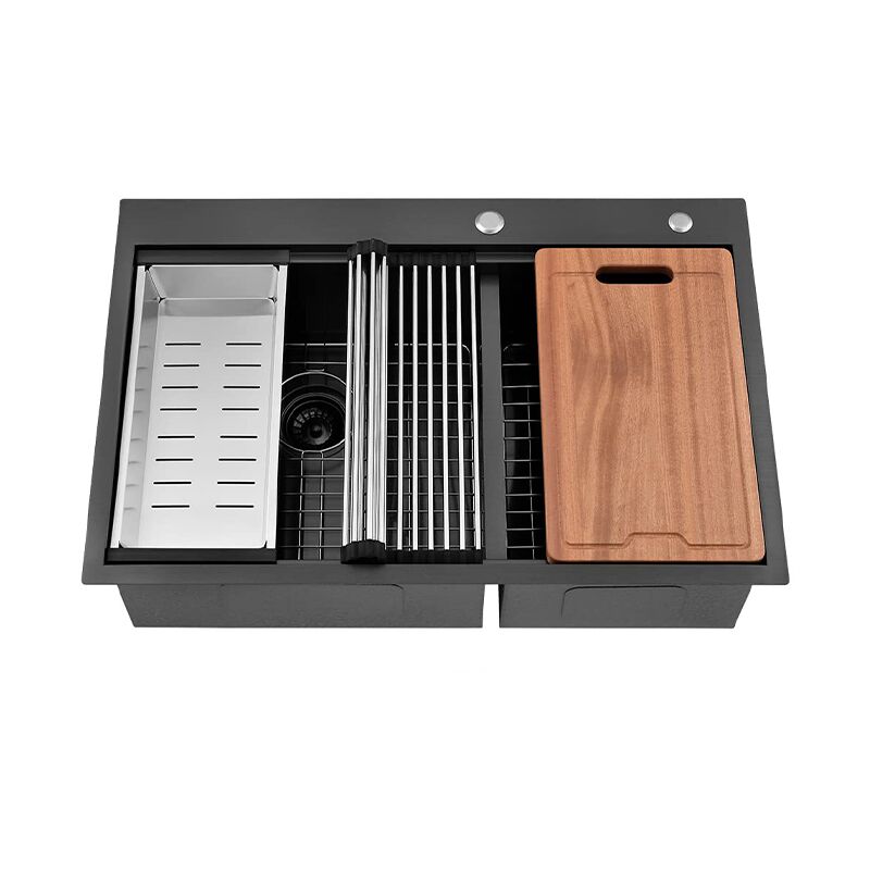 33 Inch Gunmetal Black Sink Stainless Steel Kitchen Sinks Double Bowl Workstation Sink 33 Inch Gunmetal Black Sink Stainless Steel 33 Inch Gunmetal Black Sink Stainless Steel Kitchen Sinks Double Bowl Workstation Sink