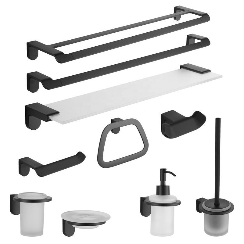 6 Piece Simple Design Zinc Alloy Wall Mount Black Bathroom Hardware Accessories 6 Piece Simple Design Zinc Alloy 6 Piece Simple Design Zinc Alloy Wall Mount Black Bathroom Hardware Accessories