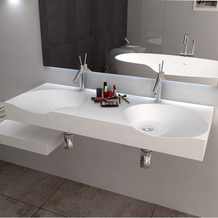 Wall Mounted Hung Long Sink Solid Surface Bathroom Wash Basin BS 8424D Wall Mounted Hung Long Wall Mounted Hung Long Sink Solid Surface Bathroom Wash Basin