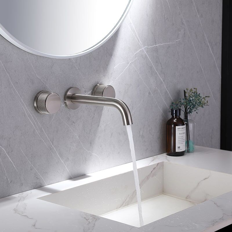 Double Handle Antique Brass Wall Mounted Concealed Bathroom Basin Faucets Bathroom Faucet Solid Brass Wall Mount Two Handle Faucet Widespread Basin Mixer 5 1 Double Handle Antique Brass Wall Mounted Concealed Bathroom Basin Faucets