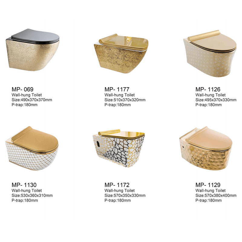 China Toilet Manufacture Bathroom Ceramic Plating Gold Wall Hung Toilet Bathroom Toilets Luxury Electroplated Gold Wc Toilets Wall Hung Toilet 1 China Toilet Manufacture Bathroom Ceramic Plating Gold Wall Hung Toilet - Image 6