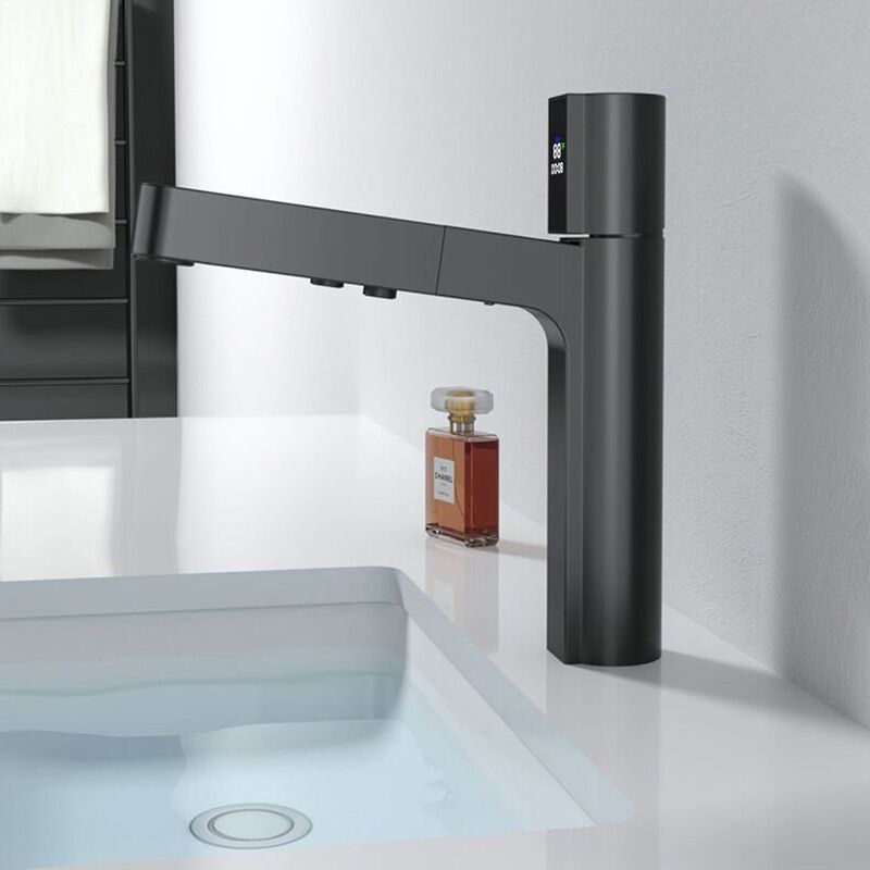 Wholesale Brass Bathroom Sink Faucet with Pull Out Sprayer, Black Fahrenheit Degree Temperature LED Digital Display Sink Faucet Black Bathroom Sink Faucet with Pull Out Sprayer Fahrenheit Degree Temperature LED Digital Display Faucet 2 Wholesale Brass Bathroom Sink Faucet with Pull Out Sprayer, Black Fahrenheit Degree Temperature LED Digital Display Sink Faucet - Image 4