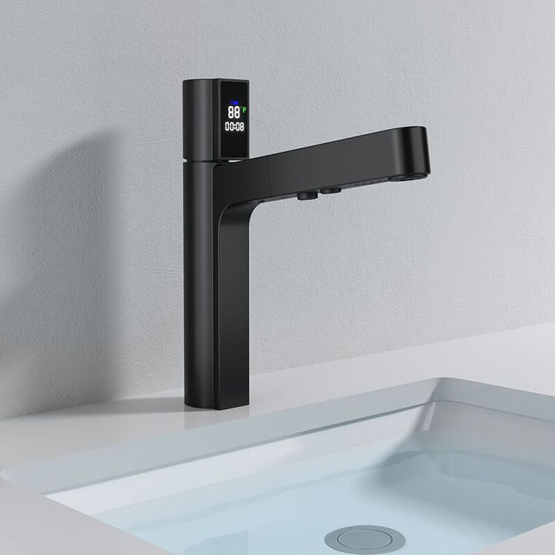 Wholesale Brass Bathroom Sink Faucet with Pull Out Sprayer, Black Fahrenheit Degree Temperature LED Digital Display Sink Faucet Black Bathroom Sink Faucet with Pull Out Sprayer Fahrenheit Degree Temperature LED Digital Display Faucet 6 Wholesale Brass Bathroom Sink Faucet with Pull Out Sprayer, Black Fahrenheit Degree Temperature LED Digital Display Sink Faucet - Image 6