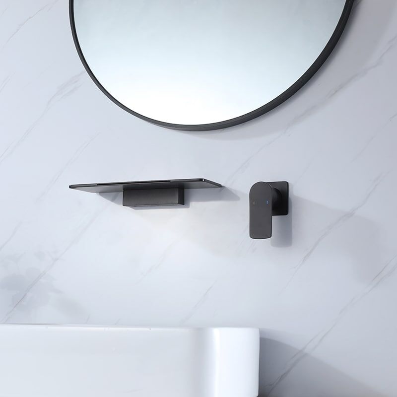 Kaiping Faucet Manufacturer Big Nice Waterfall Spout Wall Mounted Faucet With Storage Rack Basin Mixer Bathroom Bathtub Faucet Black wall faucet with cold and hot dual use bathroom wash basin buried wall faucet 2 Kaiping Faucet Manufacturer Big Nice Waterfall Spout Wall Mounted Faucet With Storage Rack Basin Mixer Bathroom Bathtub Faucet - Image 5