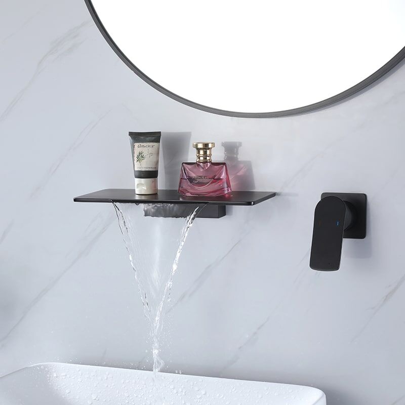 Kaiping Faucet Manufacturer Big Nice Waterfall Spout Wall Mounted Faucet With Storage Rack Basin Mixer Bathroom Bathtub Faucet Black wall faucet with cold and hot dual use bathroom wash basin buried wall faucet 5 Kaiping Faucet Manufacturer Big Nice Waterfall Spout Wall Mounted Faucet With Storage Rack Basin Mixer Bathroom Bathtub Faucet - Image 2