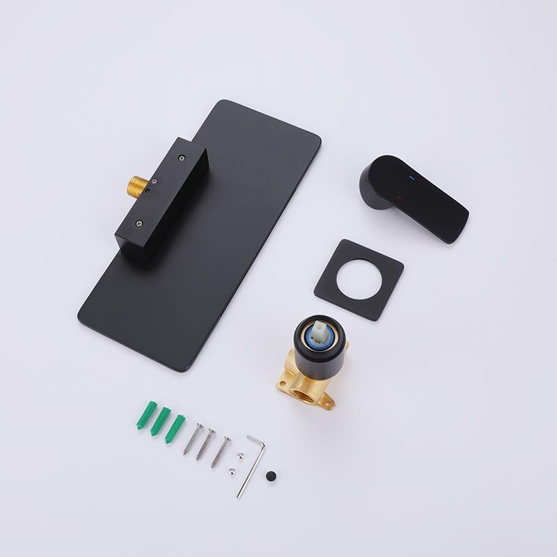 Kaiping Faucet Manufacturer Big Nice Waterfall Spout Wall Mounted Faucet With Storage Rack Basin Mixer Bathroom Bathtub Faucet Black wall faucet with cold and hot dual use bathroom wash basin buried wall faucet 6 Kaiping Faucet Manufacturer Big Nice Waterfall Spout Wall Mounted Faucet With Storage Rack Basin Mixer Bathroom Bathtub Faucet - Image 6