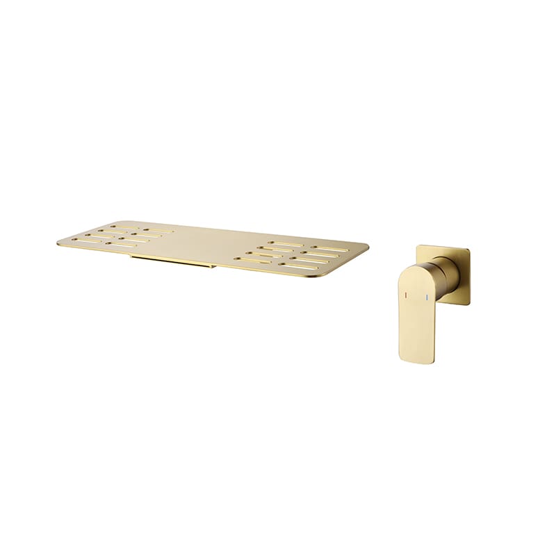 Wholesale Brush Golden Single Handle Square Brass Wall Mounted Storage Rack Waterfall Bathroom Faucet Brush Golden Finished Single Handle Square Brass Wall Mounted Storage Rack Bathroom Faucet 1 Wholesale Brush Golden Single Handle Square Brass Wall Mounted Storage Rack Waterfall Bathroom Faucet