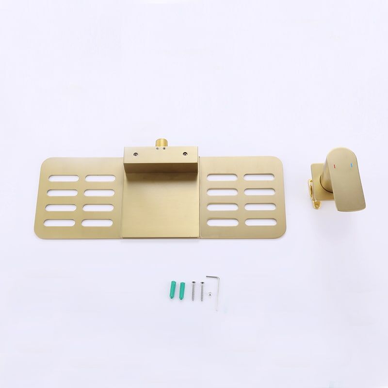 Wholesale Brush Golden Single Handle Square Brass Wall Mounted Storage Rack Waterfall Bathroom Faucet Brush Golden Finished Single Handle Square Brass Wall Mounted Storage Rack Bathroom Faucet 4 Wholesale Brush Golden Single Handle Square Brass Wall Mounted Storage Rack Waterfall Bathroom Faucet - Image 8