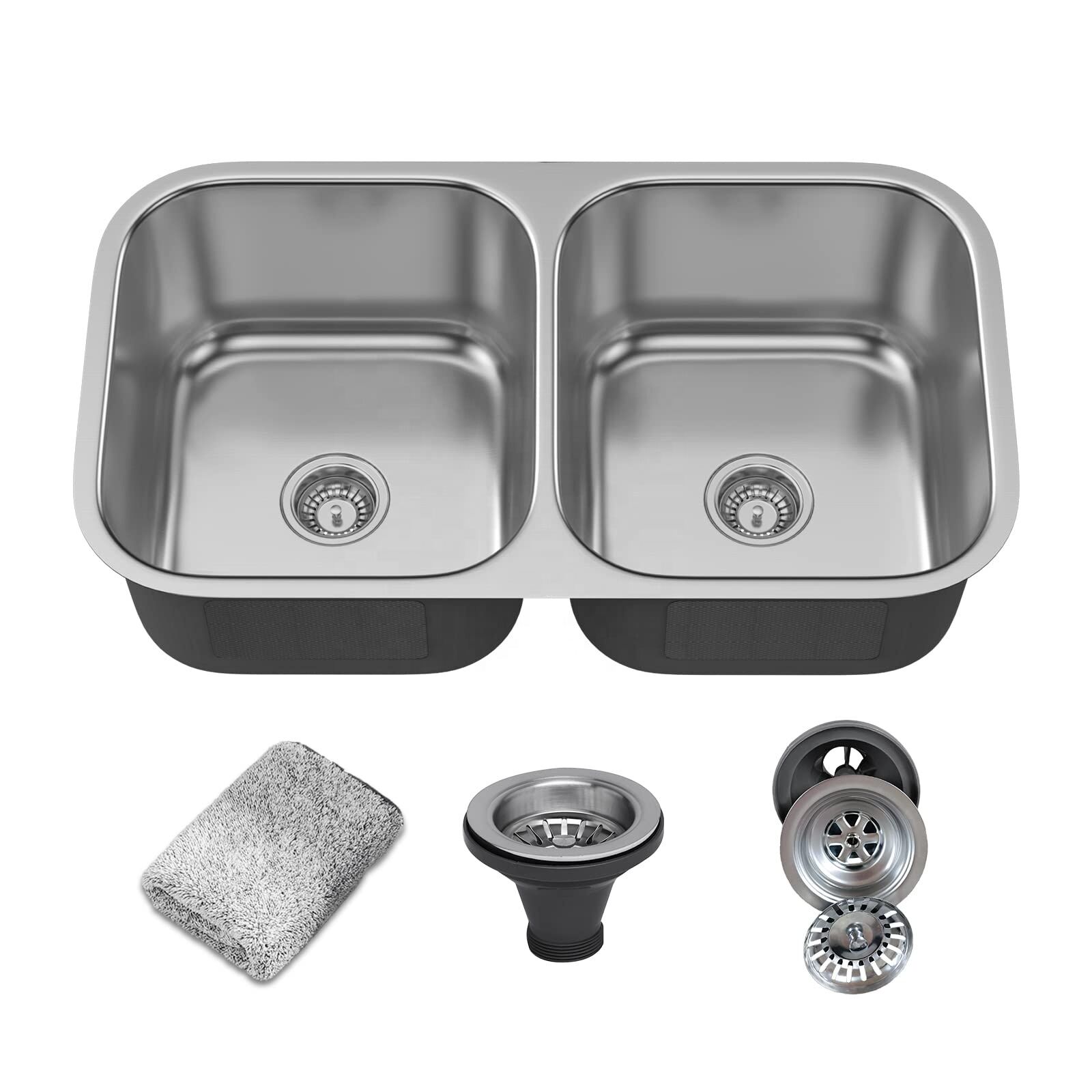 CUPC 32inch 18 Gauge Undermount 50/50 Double Bowl Stainless Steel Kitchen Sink CUPC 32inch 18 Gauge Undermount 50 50 CUPC 32inch 18 Gauge Undermount 50/50 Double Bowl Stainless Steel Kitchen Sink