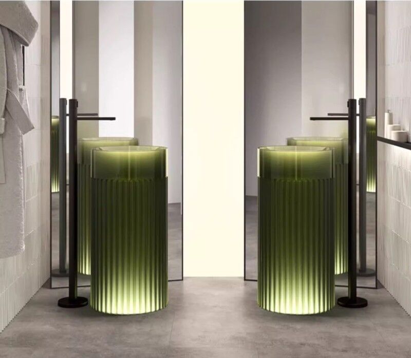 Colored Floor-standing Wash Basin Transparent Integrated Wash Basin Use Luxury Hotel