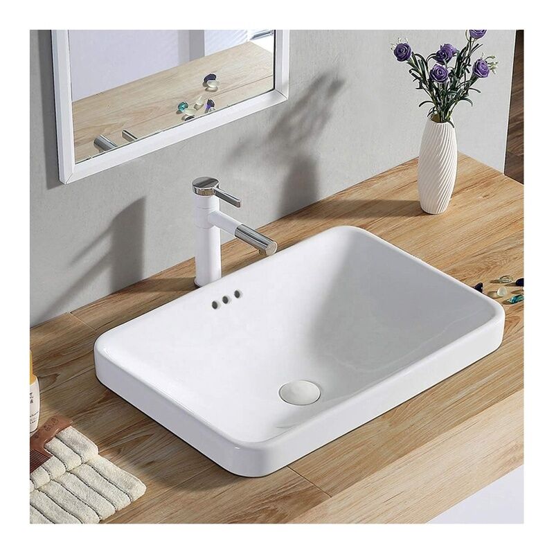 Europe Modern Light Luxury Ceramic Sink Easy Clean Rectangular Bathroom Lavabo Countertop Wash Basin Europe Modern Light Luxury Ceramic Sink Europe Modern Light Luxury Ceramic Sink Easy Clean Rectangular Bathroom Lavabo Countertop Wash Basin