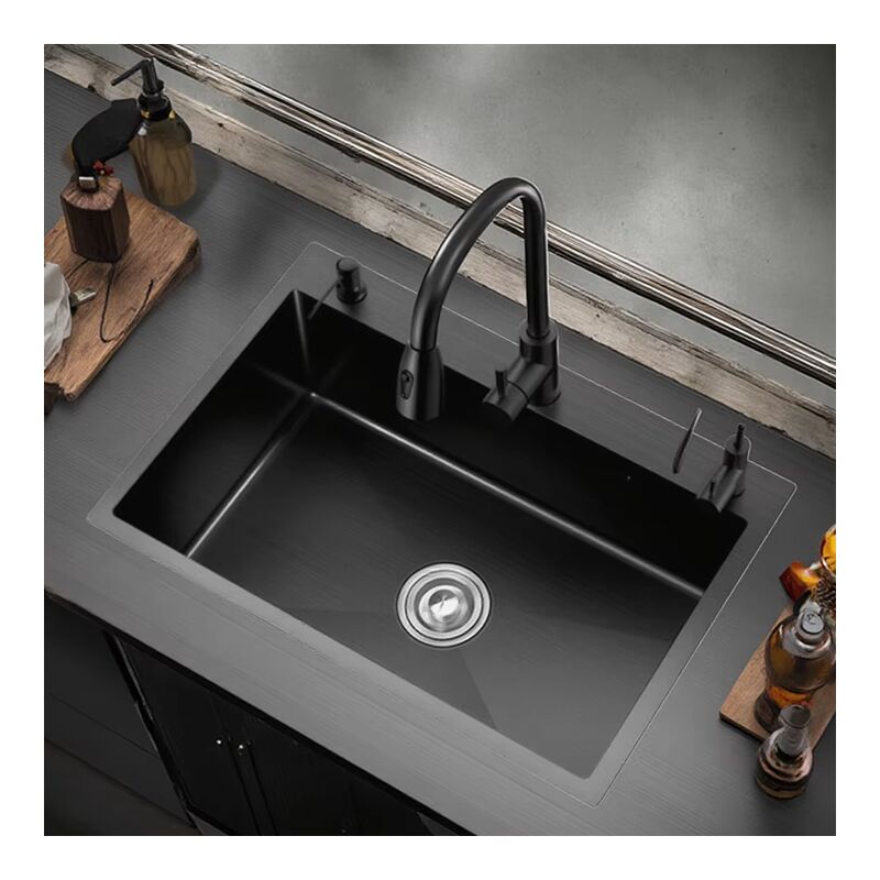 High Quality Black Nano Stainless Steel Single Bowl Kitchen Sink Countertop Installation Rectangular Stylish Design High Quality Black Nano Stainless Steel Single 1 High Quality Black Nano Stainless Steel Single Bowl Kitchen Sink Countertop Installation Rectangular Stylish Design