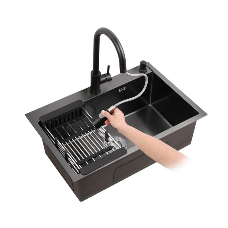 High Quality Black Nano Stainless Steel Single Bowl Kitchen Sink Countertop Installation Rectangular Stylish Design High Quality Black Nano Stainless Steel Single High Quality Black Nano Stainless Steel Single Bowl Kitchen Sink Countertop Installation Rectangular Stylish Design