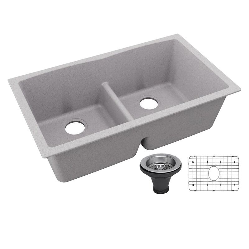 Hot Sale South America CUPC/UPC Sink Drainer Undermount Double Equal Bowl Quartz Kitchen Sink in Light Grey Hot Sale South America CUPC UPC Hot Sale South America CUPC/UPC Sink Drainer Undermount Double Equal Bowl Quartz Kitchen Sink in Light Grey