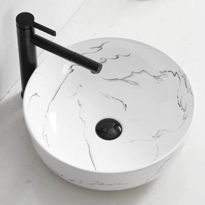 Hot Selling Bathroom Marble Pattern White Glossy Matte Colored Ceramic Hand Wash Basin Washroom Sink Hot Selling Bathroom Marble Pattern White Hot Selling Bathroom Marble Pattern White Glossy Matte Colored Ceramic Hand Wash Basin Washroom Sink