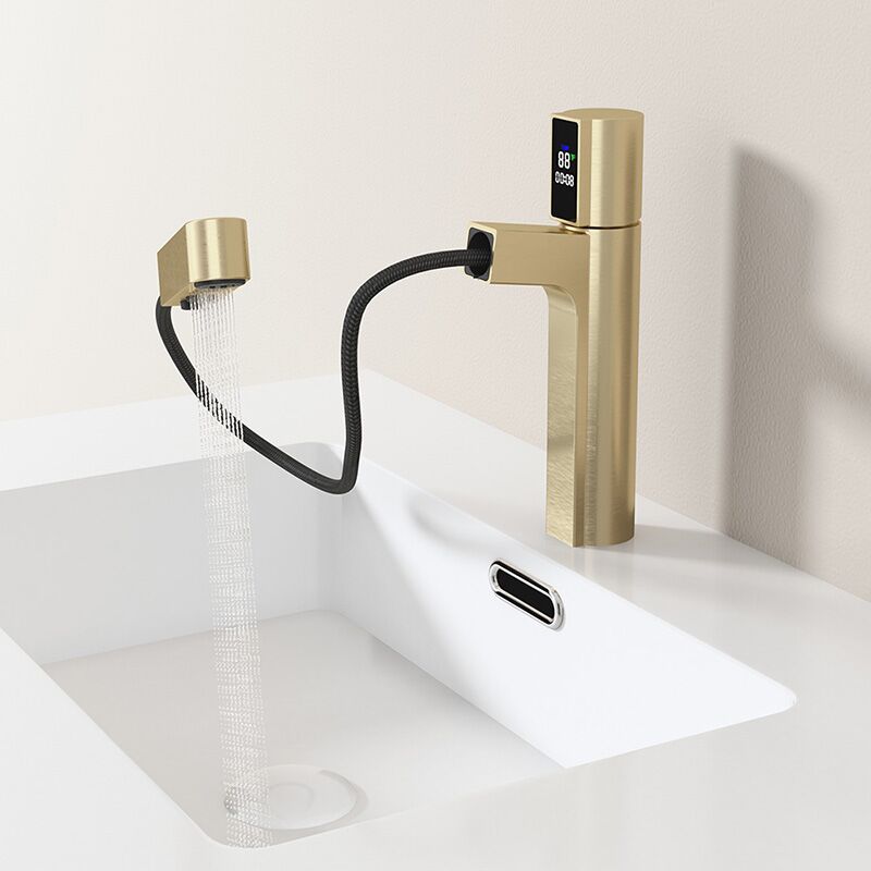 Wholesale Bathroom Sink Faucet with Pull Out Sprayer, Brushed Gold Fahrenheit Degree Temperature LED Digital Display Bathroom Bains Faucets LAZ HOME Bathroom Sink Faucet with Pull Out Sprayer Fahrenheit Degree Temperature LED Digital Display Faucet 2 Wholesale Bathroom Sink Faucet with Pull Out Sprayer, Brushed Gold Fahrenheit Degree Temperature LED Digital Display Bathroom Bains Faucets - Image 3