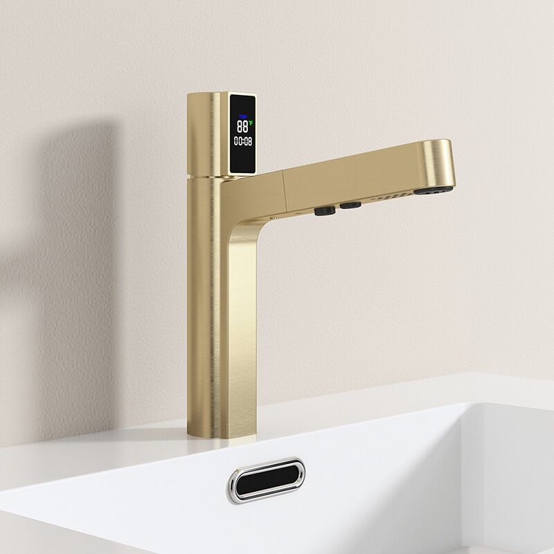 Wholesale Bathroom Sink Faucet with Pull Out Sprayer, Brushed Gold Fahrenheit Degree Temperature LED Digital Display Bathroom Bains Faucets LAZ HOME Bathroom Sink Faucet with Pull Out Sprayer Fahrenheit Degree Temperature LED Digital Display Faucet 6 Wholesale Bathroom Sink Faucet with Pull Out Sprayer, Brushed Gold Fahrenheit Degree Temperature LED Digital Display Bathroom Bains Faucets - Image 7