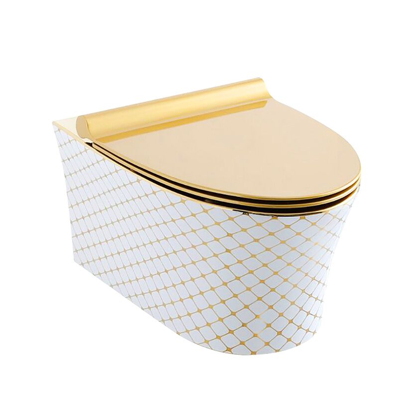 Luxury Bathroom Electroplated Toilets Tankless Concealed Cistern Wall Hung Toilet Luxury Gold Color Wall Hung Wc Bathroom Commode Ceramic Wall Mounted Closestool Toilet G1127 Luxury Bathroom Electroplated Toilets Tankless Concealed Cistern Wall Hung Toilet - Image 9