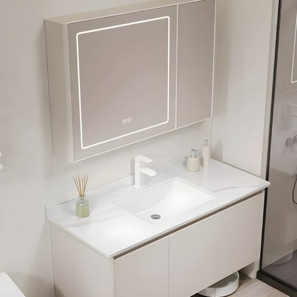 Wall Mounted Bathroom Cabinet with LED Mirror and Ceramic Wash Basin Vanity MP BC 10117 Wall Mounted Bathroom Cabinet with LED Mirror and Ceramic Wash Basin Vanity Wall Mounted Bathroom Cabinet with LED Mirror and Ceramic Wash Basin Vanity