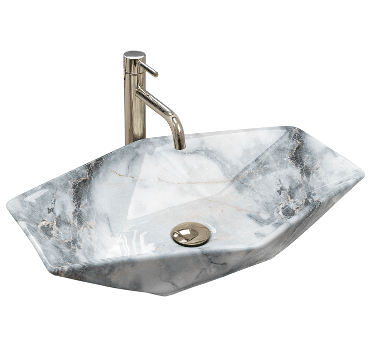 Marbling Bathroom Art Sink Ceramic Hexagon Irregular Countertop Mounted Hand Wash Basin Marbling Bathroom Art Sink Ceramic Hexagon Marbling Bathroom Art Sink Ceramic Hexagon Irregular Countertop Mounted Hand Wash Basin